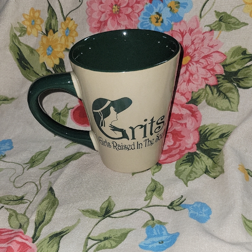 Green and Cream Grits Girls Raised In The South Mug Cup